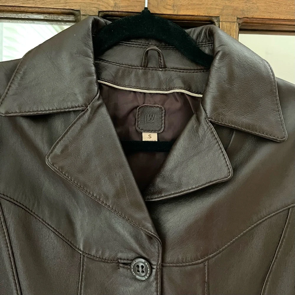 Wilsons Leather Brown Three Button Classic Collar Leather Jacket Size US S - Picture 6 of 16